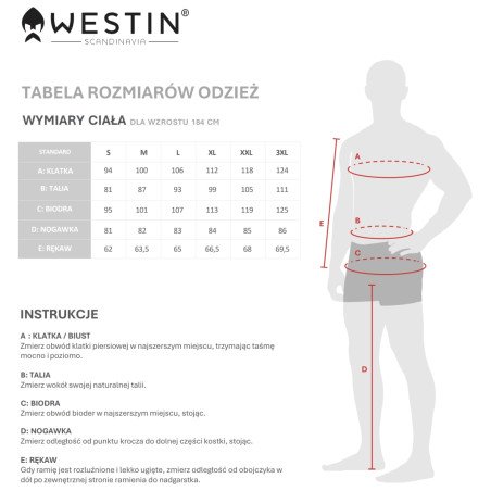 Kurtka Westin - Tabela Rozmiarów