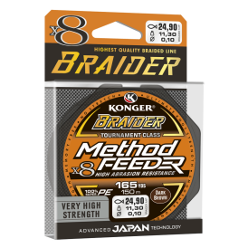 Plecionka Konger Braider X8 Method Feeder Dark Brown 0,10mm / 150m