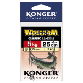 Przypon Wolframowy Konger 25cm / 5kg czerwony - 2 szt.