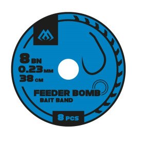 Przypony bezzadziorowe Mikado Feeder Bomb 38cm / 0,18mm / gumka / roz. 12