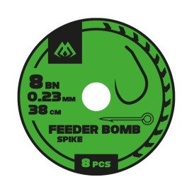 Przypony bezzadziorowe Mikado Feeder Bomb 38cm / 0,18mm / igła / roz. 14