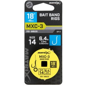 Przypony bezzadziorowe Matrix MXC-3 - 45cm / żyłka 0,18mm / hak 14 / gumka