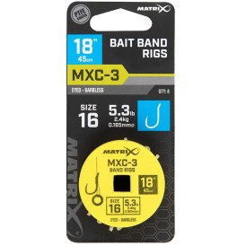 Przypony bezzadziorowe Matrix MXC-3 - 45cm / żyłka 0,165mm / hak 16 / gumka