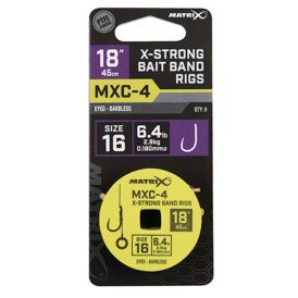 Przypony bezzadziorowe Matrix MXC-4 - 45cm / żyłka 0,18mm / hak 16 / gumka X-Strong